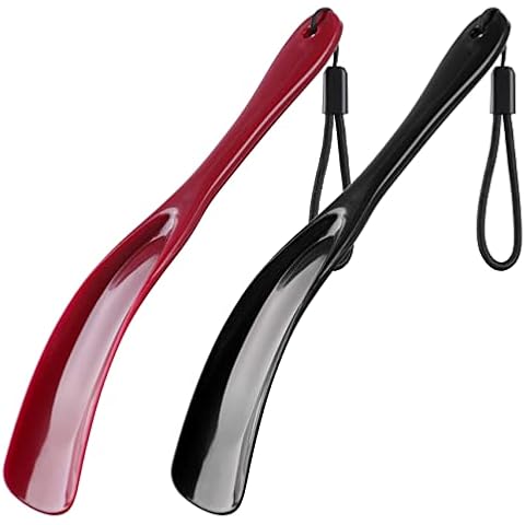 DK177 2 Pcs Shoe Horn, Small ShoeHorn 7.7"/19.5cm, Superior Plastic with Lanyard, Easy to Carry, Fit UK Men, Women, Kids, and Seniors Cover