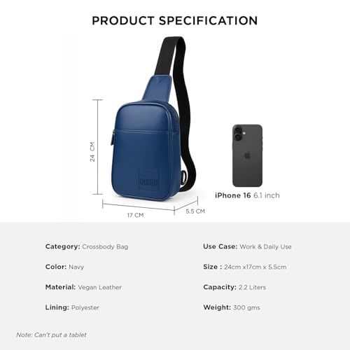 Image of COUNSELOR Sling Bag for Men, Vegan Leather Crossbody Chest Bag, One Shoulder Side Bag, Adjustable Strap, Zipper Closure, Multiple Compartment, Lightweight Stylish Bag for Daily Commute, KIRO