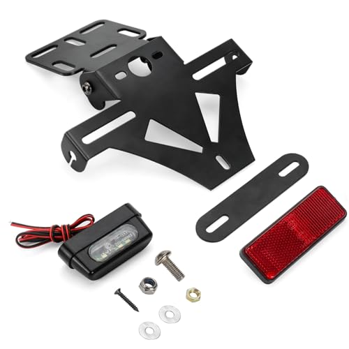 Support de Plaque d'immatriculation pour Moto, Angle réglable pour Moto, Porte-Plaque de numéro de Moto avec éclairage de Plaque, Support Universel De Clignotant pour Feu Arrière De Moto
