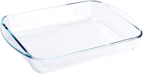Plato de horno rectangular de vidrio templado transparente de 2,6 L, cacerola de vidrio para horno, refrigerador, lavavajillas