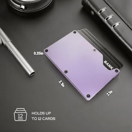 Men's Wallets，Slim Wallet for men，Wallet mens，Rfid wallet ，Card Wallet ，Metal Wallet for men, Credit Card Holder. (Macaron Purple)2