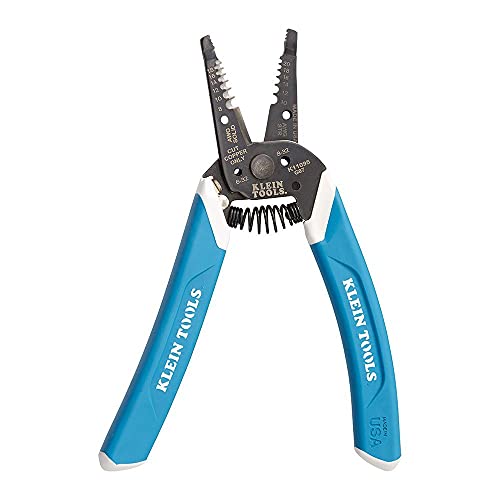 Klein Tools K11095 Klein-Kurve Wire Stripper and Cutter, for 8-18 AWG Solid and 10-20 AWG Stranded Wire,Blue/White #1