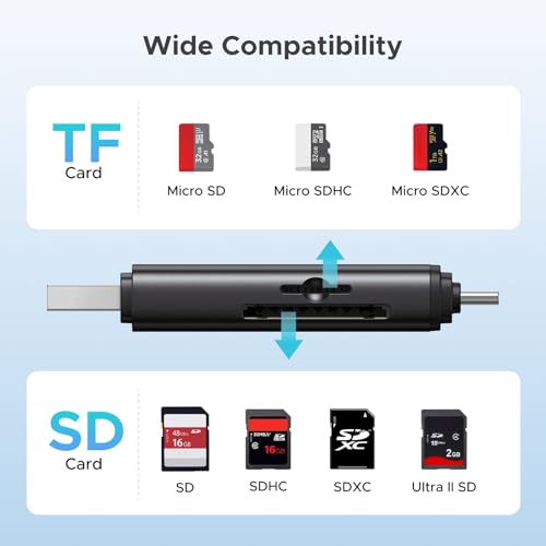 Image of UGREEN SD 4.0 312 MB /s Memory Card Reader Aluminium USB 3.0 USB C Dual Connector SD Card Adapter Compatible with iPhone 16 /Android /Windows /macOS