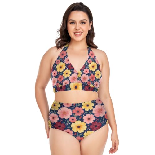 Maillot de bain deux pièces froncé haute élasticité pour un maintien Curvy idéal