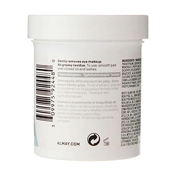 Almay Longwear and Waterproof Eye Makeup Remover Pads, 80 Count (Pack of 4)