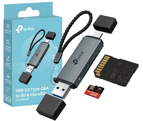 TP Link UA430D   Lector de Tarjetas USB C y USB 3.0 Dual Conector, Card Reader, Compatible con SD/Micro SD/SDHC/SDXC/TF, Lectura Simultánea para iPhone 17 Pro MAX iPad Macbook Galaxy S25 S24 Windows
