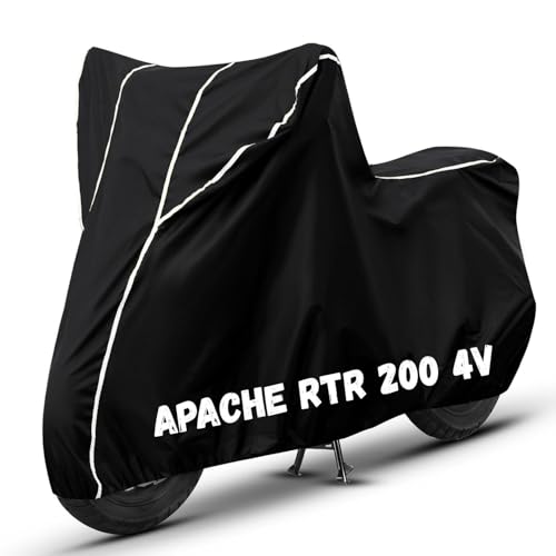 Image of Bike Cover for Apache RTR 200 4V 100% Waterproof, Dustproof & Scratch Resistant| Fully Bottom Elastic UV Resistant Heavy Duty Body Cover | All Weather Outdoor Use
