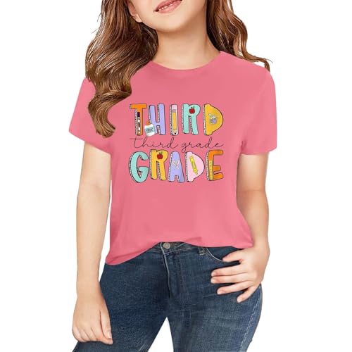 Girls 3rd Grade Shirt Back to School Third Grade T-Shirts First Day of School Printing Tee Tops Kids Summer Outfits