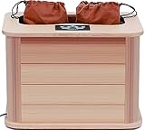 LTCCDSS Far Infrared Foot Sauna Bucket, Portable Heating Sauna Barrel, Canadian Hemlock, Pedicure Box, Max Preset Temp 64-149°F Removable Temperature-Locking Leg Sleeves, （17.7 in*15.9 in*13.8 in）