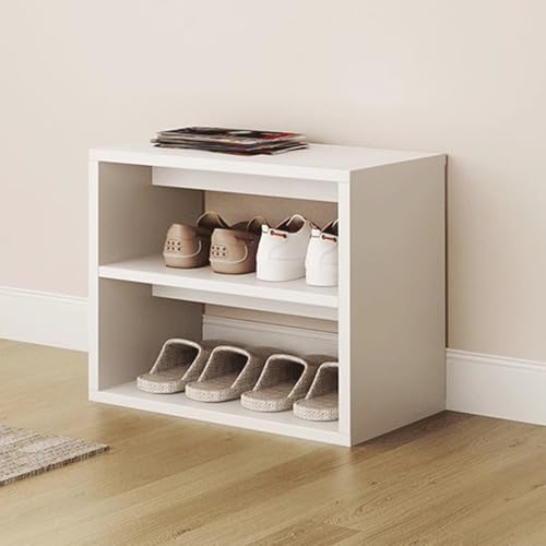 Étagère à chaussures 2 niveaux grise pour couloir et salon
