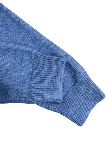 Image of Womens Ruffle Cropped Cardigan Open Front Outerwear Elegant Long Sleeve Knitted Sweater Solid Button Jacket Fall Tops(Blue-S)