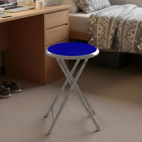 Image of Lavish Home Portable Folding Stool with Backless Seat, Blue, 18 Inch | Compact Counter Bar Stools with 225lb Capacity, Collapsible Stools for Kitchen, Dorm, RV, Camping, Rec Room or Extra Seating