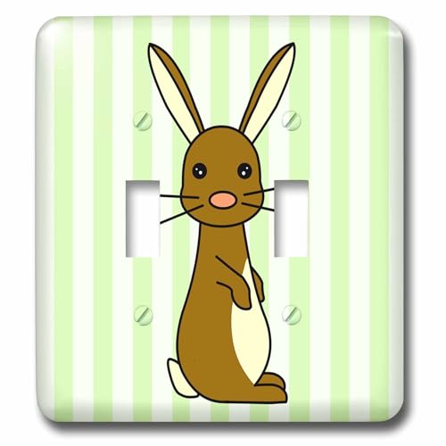 Double interrupteur à bascule bébé lapin marron pour remplacer vos plaques ternes