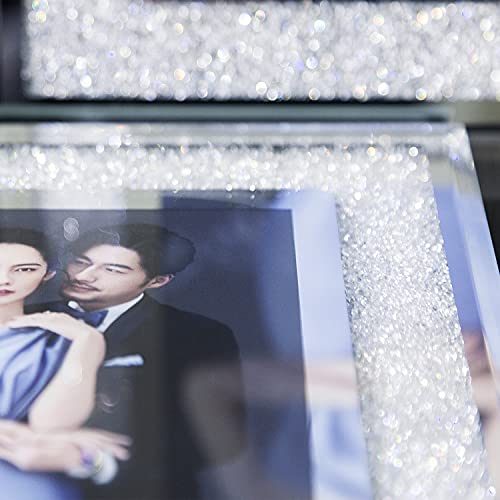Full Glass Glitter Mirror 8X10 Picture Frames, Tabletop Frames, Table Top Stand Photo Frames Filled With Sparkling Crushed Diamond Crystal, Bling Rhinestone Picture Holder For Wedding (Usa Shipping) #TOP4
