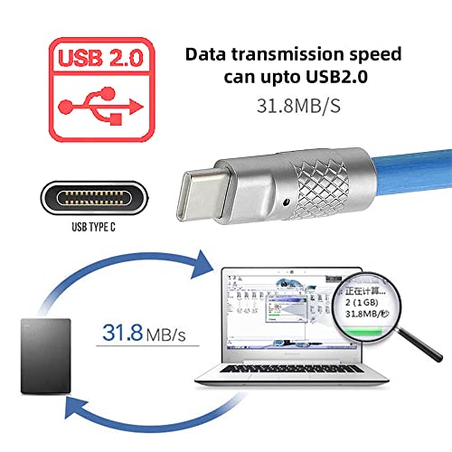 Image of cablecc Type C USB-C to USB-C Liquid Silicone Ultra Soft 120W Power USB2.0 Data Blue Cable Fast Charge for Laptop Tablet Phone 1M