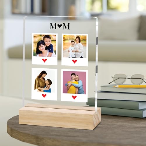 Image of Giftplease Customized Photo Frame With Wooden Stand | Personalised Printed Photo & Text Frame | Gift For Mom | Birthday | Mother's Day | (Transparent, 6x8 Inches, Tabletop) m 11