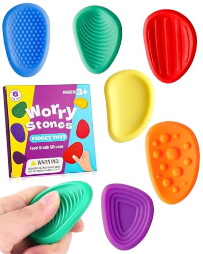 FUGLUS 6PCS Pietre antistress fatte a mano Autismo Bisogni speciali Giocattoli antistress Set Giocattoli antistress Adatti per adulti Bambini Studenti,antistress bambini,anti stress adulti