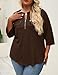 Kancystore Women's Plus Size Three Quarter Sleeve Tops V Neck Holiday Halloween Fall Clothing Brown 3X