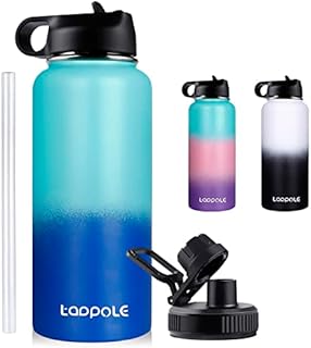Water Bottle, tadpole 32OZ Insulated Water Bottle, Stainless Steel Thermos Flask with Straw Lids & Spout Lids, BPA Free Metal Drink Bottle for Work, Gym, Travel and Sports