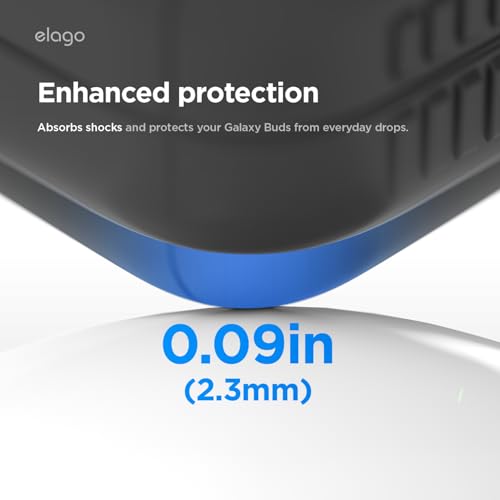 Image of elago Pager Compatible with Samsung Galaxy Buds 4 Pro Case & Galaxy Buds 4 Case, Landyard Included, Shock Resistant, Full Protection (Black)