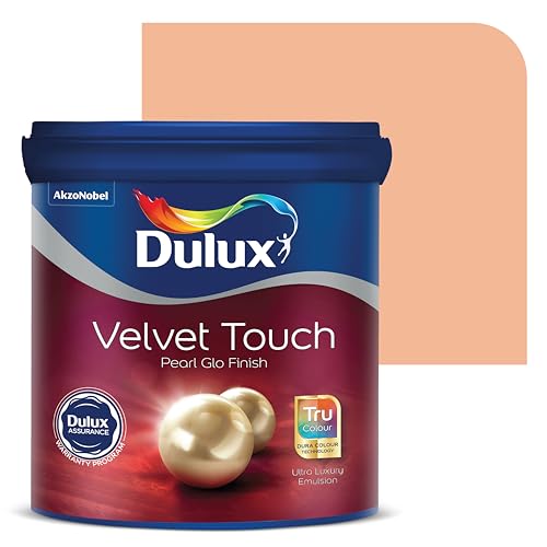 Image of Dulux Velvet Touch Pearl GLO Interior Emulsion Paint (10L, Peach Swirl) - Luxurious soft-sheen wall paint, highly durable, washable, rich, intense colors, with 6-year warranty