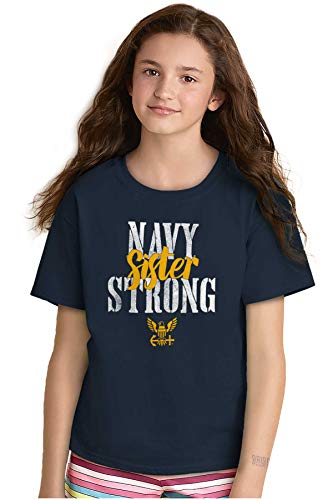 Brisco Brands US Navy Strong Sister Anchor Logo Girls Kids T Shirt Tees3