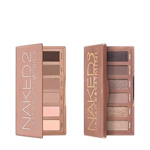 URBAN DECAY Naked Mini Eyeshadow Palettes Bundle – Naked 2 Basics (Neutral Mattes) + Naked 3 Mini (Rosy Neutrals Shimmer)