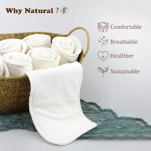 Image of Mama Koala 5-Layer Natural Baby Cloth Diaper Inserts with Snaps, Adjustable and Reusable for Any Baby Cloth Diaper(6 Pack)