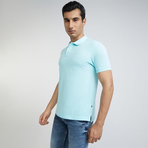 Image of Parx Men Regular Fit Solid Pattern Cotton Polyester Blend Half Sleeve Polo Neck Casual T-Shirt