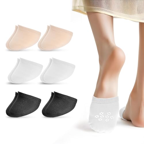 6 Pairs Toes Sock for Mules Women's Toe Topper Socks No Show Toe Topper Sock Comfortable Elastic Half Socks Non Slip Seamless Grip Covers for Multiple Shoes