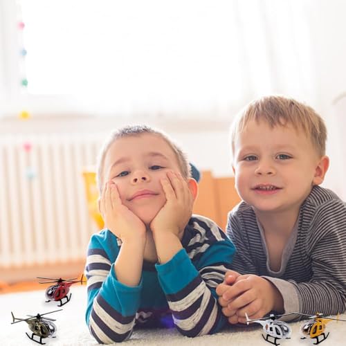 LKNBIF 4 Pieces Toy Helicopter, Mini Aeroplane Model Pull, Mini Aeroplane Set Children, 3-12 Years Boys Girls Children