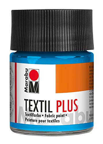 Marabu Textil Plus   Tarro de Pintura, Color Azul Claro, 50 ml