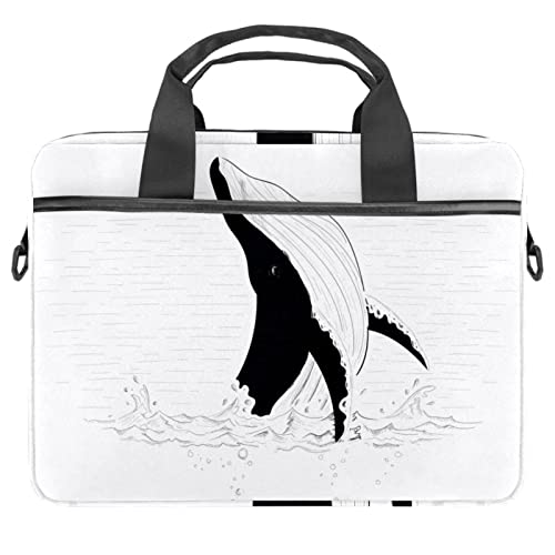 Sacoche pour ordinateur 13-14.5" dessin baleine fait main