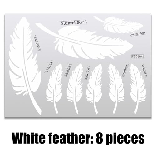Image of Ouliget Car Stickers Feathers Cover Scratches,Scratch Repair Decoration Vinyl Decals,Car Decoration Mirror Sticker Laptop Wall Decal,White