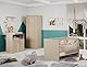 trendteam smart living - Berry - Babyzimmer Komplett-Set - Beige/Eiche - modernes Babyzimmer-Set bestehend aus Kleiderschrank, Babybett und Wickelkommode - Bett höhenverstellbar von 19 auf 51,8 cm