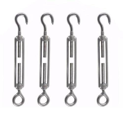 Rshuhx M6 Spannschloss 304 Edelstahl Spannschraube 4Stück Verstellbare Haken und Ösen Wantenspanner Drahtseil Spannung Seilspanner Geeignet für Wäscheleine Rope Tightener Sonnensegel Behoben