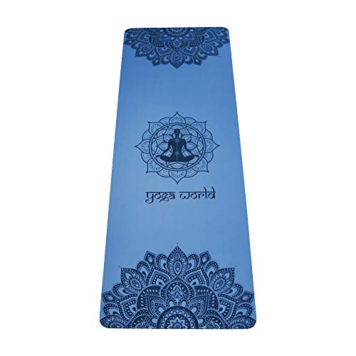 Yoga World Mandala PU Yoga Mat - Non-Slip Surface & Anti-Skid TPE Underside - Excellent Grip in Wet & Dry Conditions - Soft, Eco-Conscious, degradable Floor Cushion for Exercises - 185 x 68 x 0.4cm