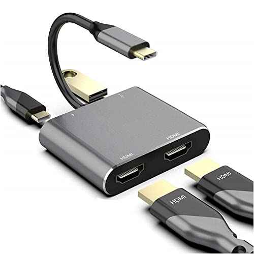 Image of Etzin USB C to Dual HDMI Adapter, 4 in 1 USB Type C Hub with 2 HDMI?4K@30Hz? /USB3.0 /PD Charging, Dual HD Screen Display USB-C Docking Station Compatible with Windows, MacOS,-EPL-231TC.