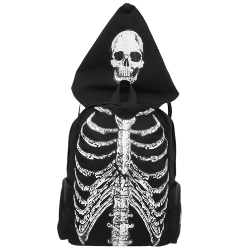 BEOSOFLOY Mochila vintage preta punk caveira gótica esqueleto torácica bolsa para laptop mochila EMO para homens e mulheres
