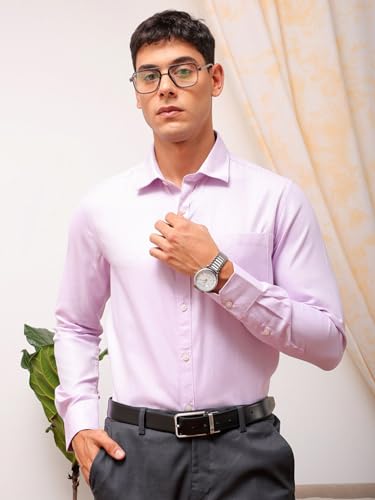 Image of The Indian Garage Co Men Cotton Slim Fit Solid Full Sleeves Cutaway Collar Formal Shirt