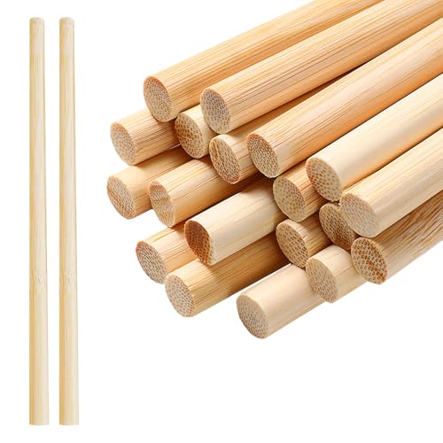 60 Stück Holzstäbe, Jisrcha Holzstab Rund, 30 Cm Rundholz Holzstäbe zum Basteln, Rundstäbe Holzstäbchen für Makramee, Kunstprojekte, Holzarbeiten, Modellbau, Heimwerker DIY Handwerk (60 Stück, 8 MM)