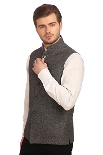 Image of WINTAGE Men's Tweed Bandhgala Festive Nehru Jacket Waistcoat -7 Colors