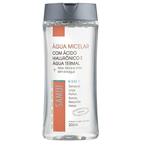 Água Micelar Samui com Ácido Hialurônico e Água Termal, Limpa, Purifica e Hidrata Frasco com 200 ml,