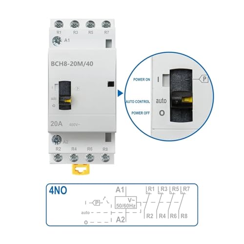 Contacteur CA 4 NO BCH8-20M/40 à double commande manuelle et automatique