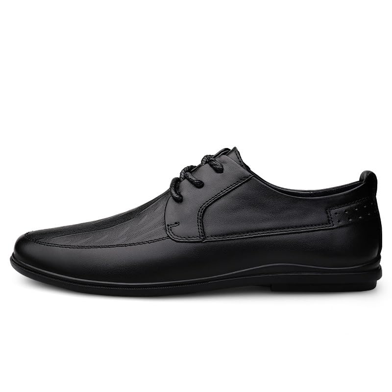 Dress Oxford for Men Lace Up Round Toe Vegan Leather Derby Shoes Low Top Slip Resistant Block Heel Prom3