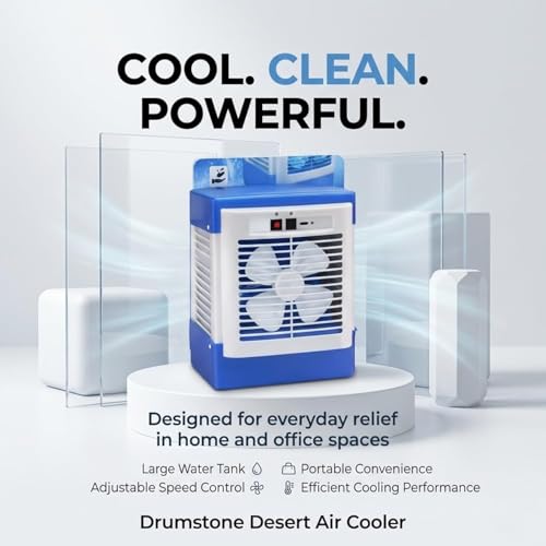 Image of Drumstone (3 YEAR WARRANTY) Desert Air Cooler for Home & Office with High Air Delivery, Large Water Tank, Powerful Cooling Fan, Portable Room Cooler with Multi Direction Air Flow & Durable Body