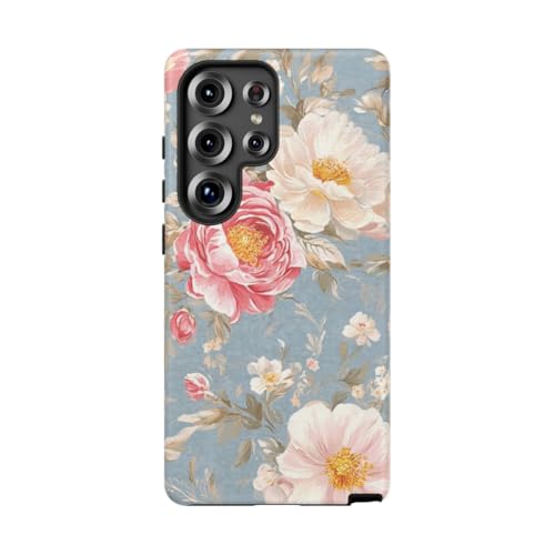 Coque Samsung S25 Ultra motif floral rose et blanc rigide mate antichoc