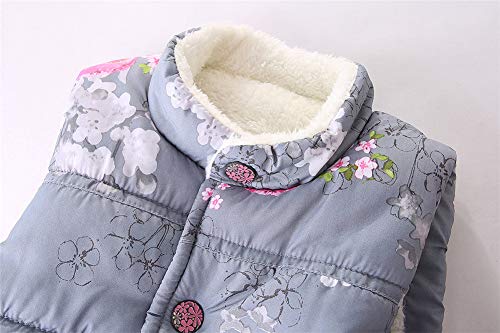 Mud Kingdom B07C56G381 Winter Vest Puffer Little Girls Floral Pattern Fleece Lined Mock Neck Button Up Pink Size 6-7 thumb #2