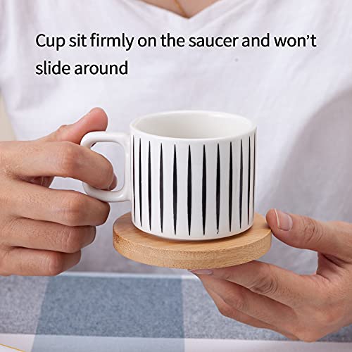 Siducal Porcelain Espresso Cup With Saucer And Metal Stand, 4 Ounce Stackable Ceramic Demitasse Espresso Mugs Cups Set For Latte,Coffee,Cafe Mocha,Tea (Set Of 4) #TOP3