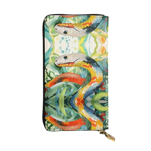 Portefeuille en cuir imprimé serpent aquarelle portefeuille de voyage porte-cartes